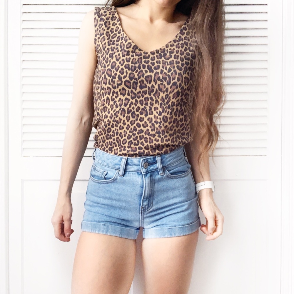 Equestrian Leopard Print V-Neck Tank Top NWT
